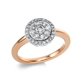 Ring aus 750 Gold weiß/rot 31 Brillanten 0,5ct TW-SI Ø10,8mm