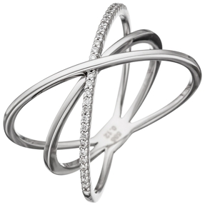 Breiter Ring 30 Diamanten Brillanten 585 Gold Weißgold Diamantring