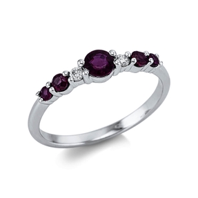 Ring aus 750 Weißgold 5 Rubine 0,5ct rot 2 Brillanten 0,05ct TW-SI H:3,8mm