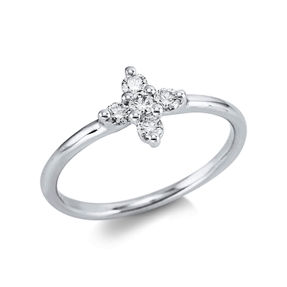 Ring Stern aus 750 Gold Weißgold 5 Brillanten 0,25ct TW-SI H:8,2mm