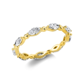Ring aus 750 Gold Gelbgold 9 Diamanten Navette-Schliff 1,15ct F-SI B:2,5mm