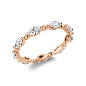Ring aus 750 Gold Rotgold 9 Diamanten Navette-Schliff 0,93ct F-SI B:2,5mm