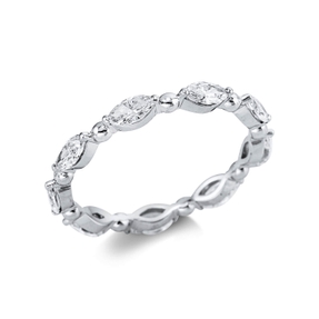 Ring aus 750 Weißgold 9 Diamanten Navette-Schliff 1,02ct F-SI B:2,5mm