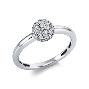 Pavé Ring Kugel aus 750 Weißgold 39 Brillanten 0,42ct TW-SI Ø6,6mm