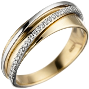 Ring 25 Diamanten Brillanten 585 Gold Gelbgold & Weißgold bicolor