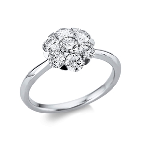 Ring 750 Gold White Gold 7 Diamonds 1.12ct TW-SI Diameter:9.9mm