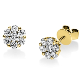 Ohrstecker aus 750 Gold Gelbgold 14 Diamanten 0,86ct TW-SI B:7,1mm