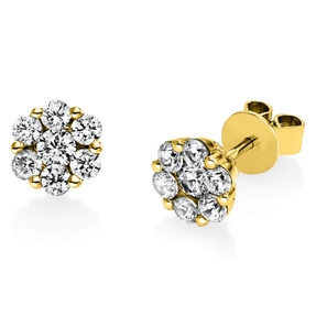 Ohrstecker aus 750 Gold Gelbgold 14 Diamanten 1,07ct TW-SI B:7,9mm