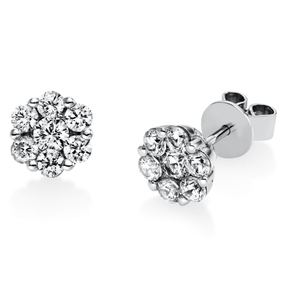 Ohrstecker aus 950 Platin 14 Diamanten 1,04ct TW-SI B:7,9mm