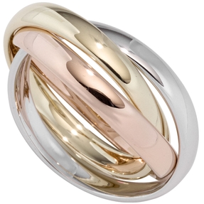3-er Ring Damenring aus 585 Gold Gelbgold Weißgold Rotgold tricolor dreifarbig