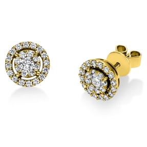 Ohrstecker rund aus 750 Gold Gelbgold 50 Diamanten 0,6ct TW-SI Ø8,3mm Ohrstecker rund aus 750 Gold Gelbgold 50 Diamanten 0,6ct TW-SI Ø8,3mm