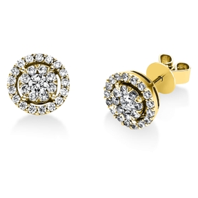 Ohrstecker rund aus 750 Gold Gelbgold 52 Diamanten 0,83ct TW-SI Ø9,3mm