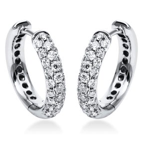 Pavé Creolen aus 750 Gold Weißgold 56 Brillanten 0,51ct TW-VSI 14,7x3mm
