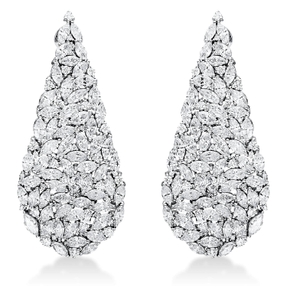Ohrschmuck Ohrhänger Tropfen 750 Weißgold 203 Diamanten 12,4ct TW-SI 50x21,7mm