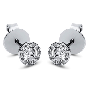 Ohrstecker rund aus 585 Gold Weißgold 26 Brillanten 0,5ct TW-SI Ø5,8mm