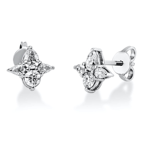 Ohrstecker Sterne aus 750 Weißgold 8 Diamanten Fanatsy-Schliff 0,75ct TW-VSI/SI