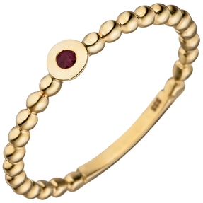 Ring Kugelring Damenring mit Rubin rot 333 Gold Gelbgold Goldring Rubinring Ring Kugelring Damenring mit Rubin rot 333 Gold Gelbgold Goldring Rubinring