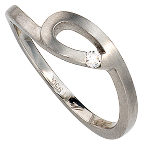 Ring Damenring 950 Platin mattiert mit Diamant Brillant Platinring mit Schlaufe Ring Damenring 950 Platin mattiert mit Diamant Brillant Platinring mit Schlaufe