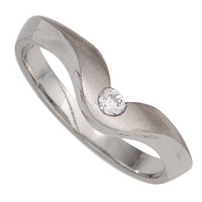 Ring Damenring mit Diamant Brillant 950 Platin mattiert Fingerring gewellt Ring Damenring mit Diamant Brillant 950 Platin mattiert Fingerring gewellt