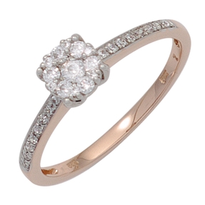 Ring Damenring mit 29 Diamanten Brillanten 585 Gold Rotgold Weißgold Diamantring