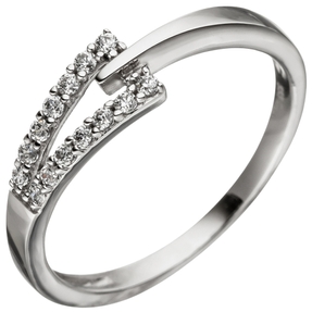 Ring Damenring mit 14 Zirkonia weiß 333 Gold Weißgold Goldring Fingerring