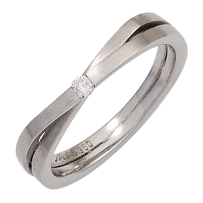 Ring Damenring aus 950 Platin mattiert mit Brillant 0,05ct Platinring Fingerring
