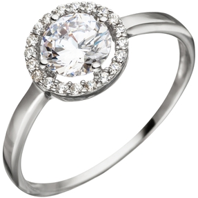 Ring Damenring mit 21 Zirkonia weiß 333 Gold Weißgold Fingerring Goldring