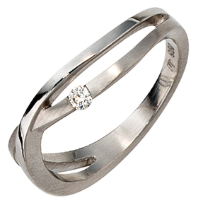 Ring Damenring mit Diamant Brillant 0,05ct. 950 Platin Fingerring teilmattiert Ring Damenring mit Diamant Brillant 0,05ct. 950 Platin Fingerring teilmattiert