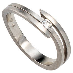 Ring Damenring mit 1 Diamant Brillant 0,09ct. 950 Platin mattiert Platinring