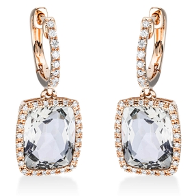 Ohrschmuck Ohrhänger 750 Rotgold 2 Amethyste 6ct grün 64 Brillanten 0,26ct TW-SI Ohrschmuck Ohrhänger 750 Rotgold 2 Amethyste 6ct grün 64 Brillanten 0,26ct TW-SI