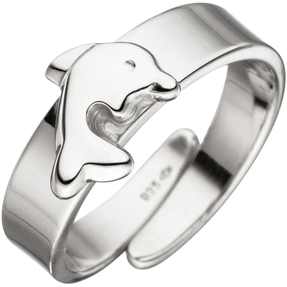 Kinderring Delfin Ring für Kinder aus 925 Silber Silberring verstellbare Größe