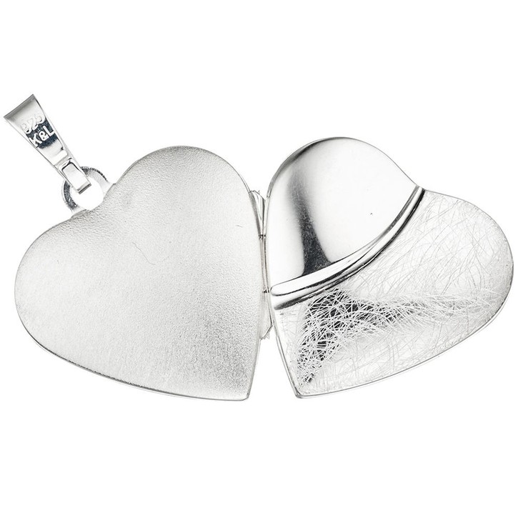 Herz Medaillon aus 925 Silber für 2 Fotos