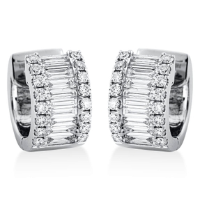 Creolen aus 750 Gold Weißgold 49 Diamanten 1,18ct TW-VSI 13,3x6,9mm Creolen aus 750 Gold Weißgold 49 Diamanten 1,18ct TW-VSI 13,3x6,9mm