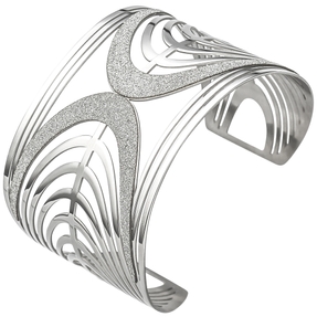 Armspange offener Armreif Armband mit Bogen-Muster breit glitzernd Edelstahl Armspange offener Armreif Armband mit Bogen-Muster breit glitzernd Edelstahl