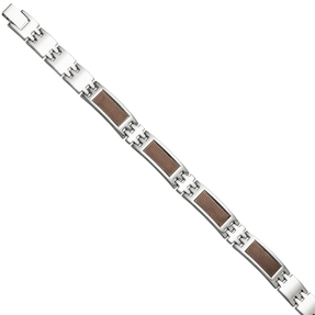 Armband für Herren Armkette Armschmuck Edelstahl braune Carbon Einlagen 21cm Armband für Herren Armkette Armschmuck Edelstahl braune Carbon Einlagen 21cm