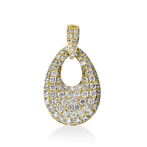 Pavé Anhänger Tropfen aus 750 Gelbgold 86 Brillanten 0,85ct TW-SI 21x12,2mm