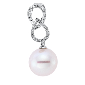 Anhänger aus 750 Weißgold Südsee-Perle 11mm weiß 32 Brillanten 0,24ct W-SI