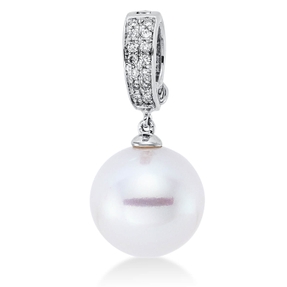 Anhänger aus 750 Weißgold Südsee-Perle 11mm weiß 16 Brillanten 0,1ct W-SI Anhänger aus 750 Weißgold Südsee-Perle 11mm weiß 16 Brillanten 0,1ct W-SI