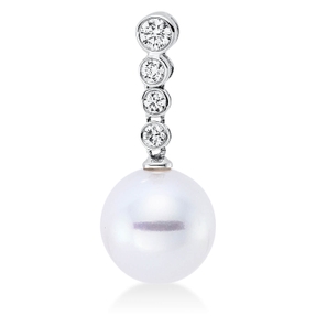 Anhänger aus 750 Weißgold Südsee-Perle 11mm weiß 4 Brillanten 0,22ct W-SI