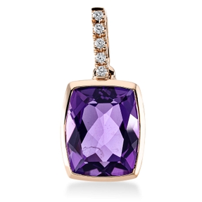 Anhänger aus 750 Rotgold Amethyst 3ct lila 5 Brillanten 0,04ct TW-SI 18,8x8,8mm