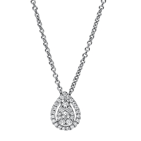 Collier Tropfen aus 750 Gold Weißgold 31 Diamanten 0,24ct TW-SI L:45cm