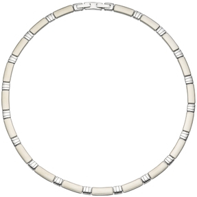 6,4mm Collier Halskette Halsreif Halsschmuck teilmattiert Edelstahl 47cm