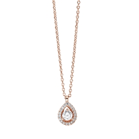 Collier Tropfen aus 750 Gold Rotgold 20 Brillanten 0,18ct TW-SI L:42cm