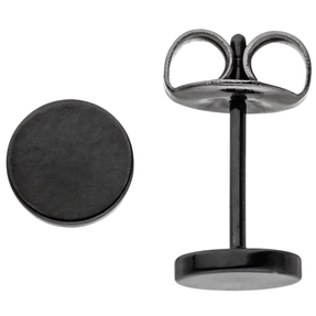 Ohrstecker 6mm Studs Ohrringe Ohrschmuck rund flach Edelstahl schwarz lackiert