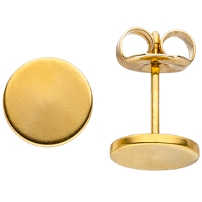 Ohrstecker 8mm Ohrringe Studs Ohrschmuck rund flach Edelstahl mit Gelbgold-Farbe