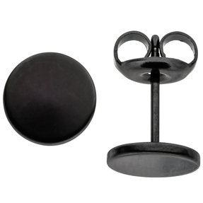 Ohrstecker 8mm Ohrringe Studs Ohrschmuck rund flach Edelstahl schwarz lackiert