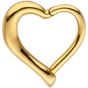 Piercing Segmentring Herz klappbar Edelstahl mit Gelbgold-Farbe Körperschmuck