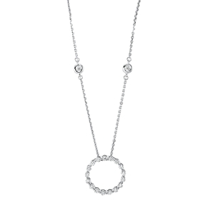 Collier Kreis aus 750 Gold Weißgold 19 Brillanten 0,43ct TW-SI L:42cm