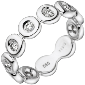 Ring Damenring mit 9 Diamanten Brillanten 0,45 Ct. 585 Gold Weißgold Fingerring