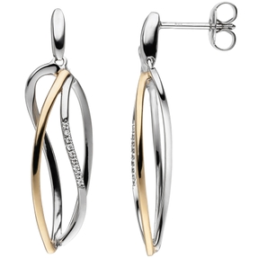 Ohrhänger Ohrringe Hängerstecker mit Zirkonia 333 Gold Weißgold Gelbgold bicolor